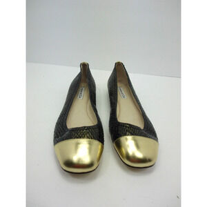 Womens Flats Snakeskin Pattern Black & Gold Elegant Chic Timeless Versatile 8.5B